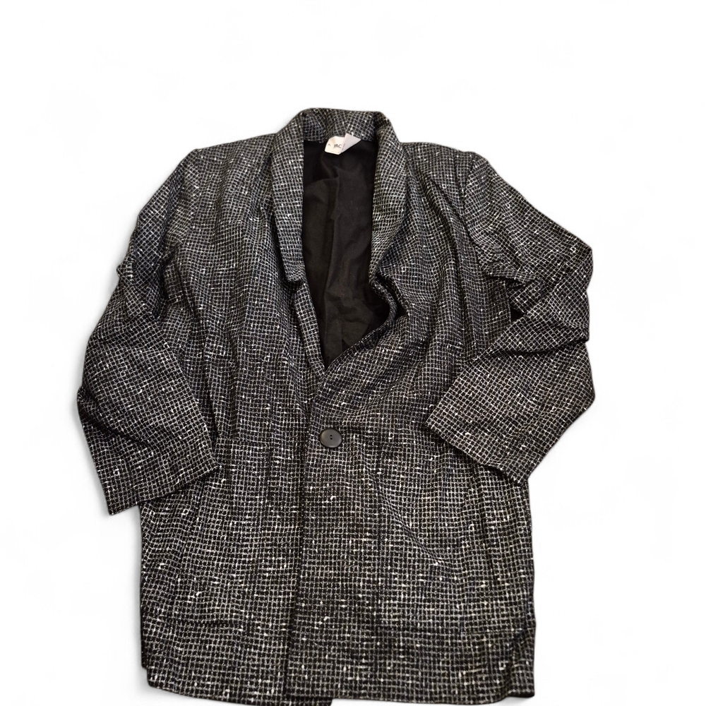 Vintage Womens Black and White Checkered Blazer Size 8